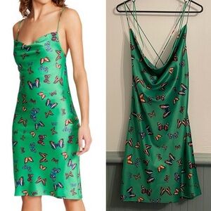 NEW STEVE MADDEN treasure dress in bright green butterflies colorful rainbow
